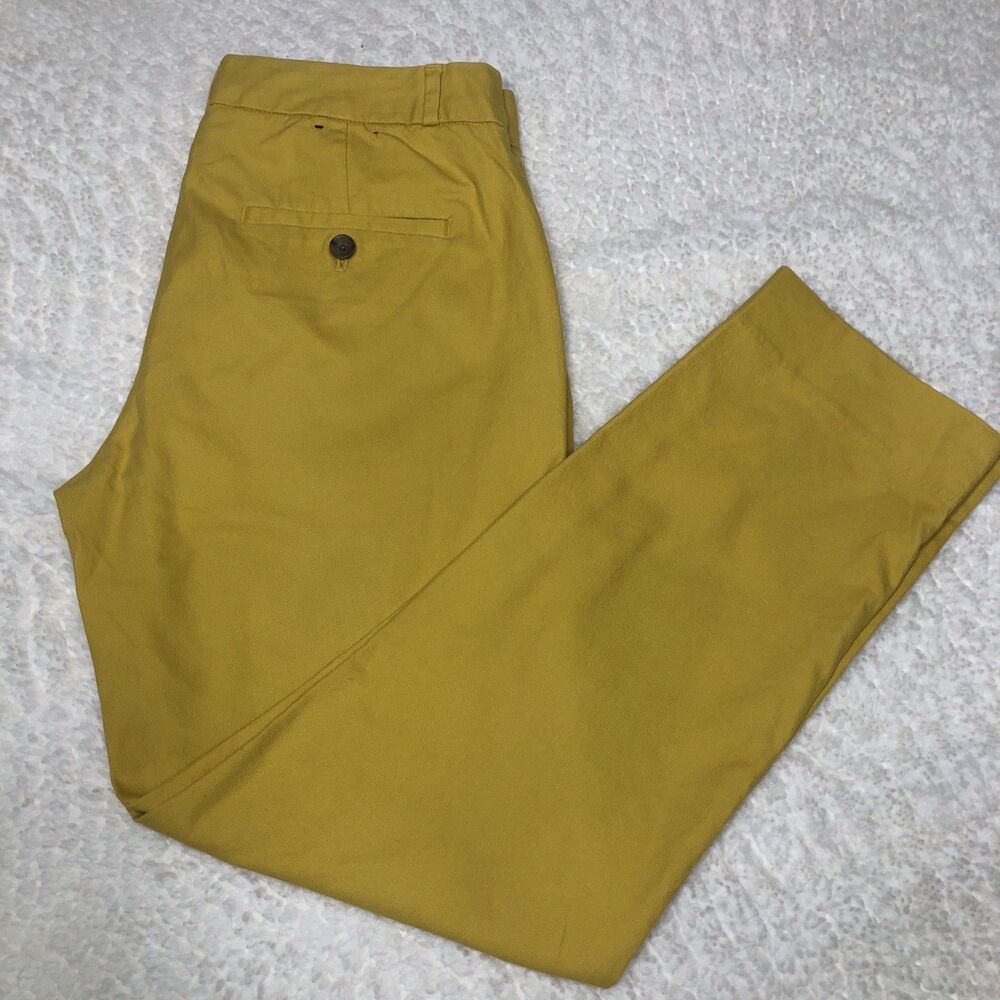 Banana Republic Hampton Pant Mustard Yellow Straight Leg Stretch Cotton Size 4